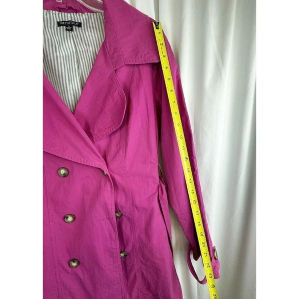 FOR CYNTHIA Womens‎ Double Breasted Belted Trench Coat Hot Pink Size L